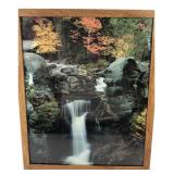 Framed Waterfall Autumn Landscape Photograph