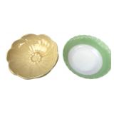 Pair of Decorative Bowls, Ceramic and Milk Glass,