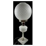 Milk Glass Hobnail Table Lamp with Marble Base