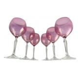 Set of 6 Pier 1 Cranberry Balloon Glasses