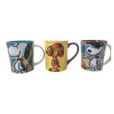 Peanuts Snoopy Ceramic Mugs, Set of Three