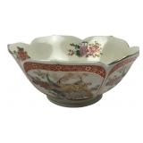 Satsuma Porcelain Scalloped Bowl with Peacock Moti