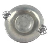 American Pewter Porringer with Pierced Handles