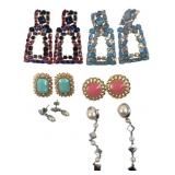 Assorted Fashion Costume Earrings, 6 Pairs