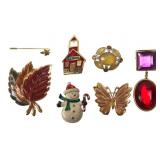 Assorted Costume Jewelry Brooch Collection