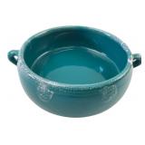 Ceramic Two-Handled Bowl with Reactive Glaze
