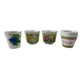 Set of Four Japanese Ceramic Floral Planters