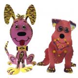 Graham Hand-Painted Metal Dog Sculptures (pr.)