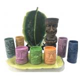 Tiki Statue And Ceramic Tiki Mug And Candle Sets