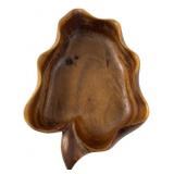 Hand-Carved Monkey Pod Wood Leaf-Form Bowl
