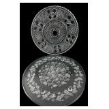 Set of Two Pressed Glass Serving Trays