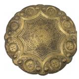 Moroccan Engraved Brass Arabesque Tray 21.5'