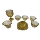 Amber Pressed Glass Tableware Set