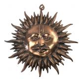 Copper Sun Wall Plaque with Tilak Motif, 24' dia.