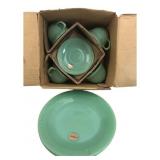 Fire-King Jade-ite Ribbed Dinnerware Set