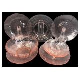 Pink Depression Style Glass Bowls and Plates Set