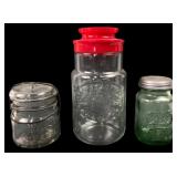 Three Vintage Glass Jars: Foster, Liberty Bell, an