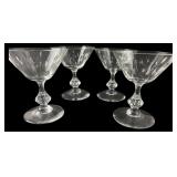 Set of Four Etched Crystal Cocktail Glasses