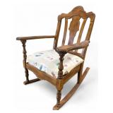 Colonial Style Wood Rocking Chair with Floral Seat