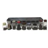 Assorted Vintage Glass Jars with Nails and Metal T