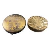 Vintage Gold-Tone Metal Powder Compacts, Set of Tw