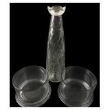 Glass Decanter and Two Bowls Set