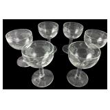 Set of Six Etched Grape Motif Glass Stems, 4' H