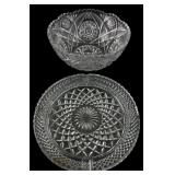 Set of Two Pressed Glass Serving Bowl and Ashtray