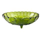 Green Pressed Glass Grape Motif Footed Bowl