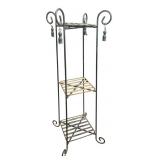 Black Metal Pedestal Plant Stand with Tassel Accen