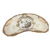 Hand-Painted Porcelain Bone Dish with Cherub Motif