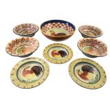 8-Piece Rooster Motif Ceramic Dinnerware Set