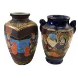 Pair of Japanese Porcelain Vases (7' and 7.5' H)
