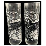 Pair Stephen Foster Camptown Races Tall Glasses