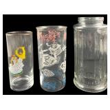NutraSweet Jar & Vintage Painted Glasses Lot