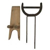 Wooden Boot Jack & Horseshoe Boot Scraper Lot