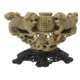 Chinese Soapstone Guardian Lion Sculpture, 6x8"
