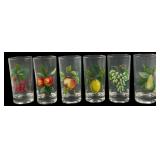 Set of 6 Fruit Motif Glass Tumblers