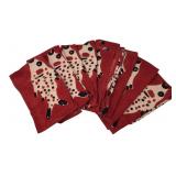 Set of 8 Red Spotted Fish Cloth Napkins