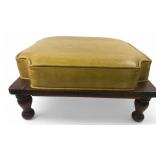 Vintage Yellow Vinyl Upholstered Footstool