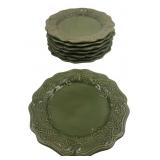 Set of 8 Green Grape Motif Ceramic Plates