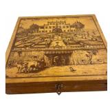 Decorative Wooden Box with Villa Scene