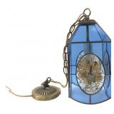 Blue Glass Pressed Flower Pendant Light