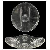 Pressed Glass Divided Dish and Starburst Bowl