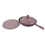 Country Cottage Pink Cast Iron Pan & Trivet