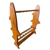 Wooden Fish-Shaped 14-Rod Holder Rack