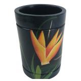 Hand-Painted Wooden Cylindrical Container