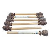 6 Decorative Wood Curtain Poles w/ Finials