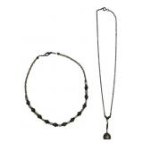 Two Necklaces Beaded & Floral Pendant