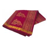 Traditional Indian Silk Sari with Paisley Motifs